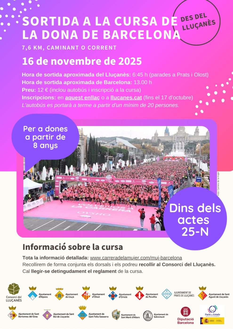 Autocar per anar a la Cursa de la Dona de Barcelona el 16 de novembre